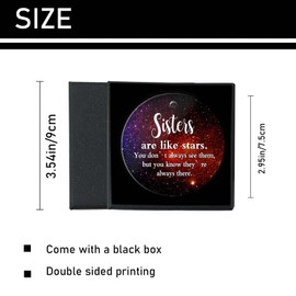 Sisters are Like Stars Friendship Gifts Sister Gifts from Sister 2023 Christmas Ornament Round Ceramic with Gift Box Christmas Tree Ornament