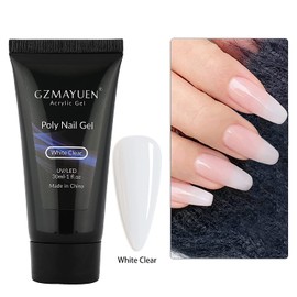 GZMAYUEN Nail Extension Gel Set Poly Nails Soft White Colours 30 ml White Poly Nail Gel Set with Nail Slip Solution Milky Nail Extension Shellac UV Nail Gel Builder Poly Nail Kit