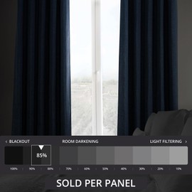 HPD Half Price Drapes Faux Linen Room Darkening Curtains - 108 Inches Long Luxury Linen Curtains for Bedroom & Living Room (1 Panel), 50W X 108L, Nightfall Navy