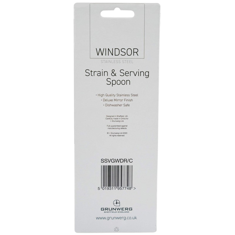 Grunwerg Windsor Carded Slotted Serving Spoon SSVGWDR/C, 18/0 Stainless Steel,