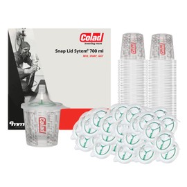 Colad Snap Lid System Automotive Spray Paint Application Kit Including Mixing Cup and Lid with Built in Paint Filter 700 ml (190 Micron Strainer)