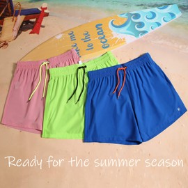 ineepor Men's Compression Swimming Trunks with Inner Shorts, Board Shorts, 2-in-1, Zip Pocket, royal