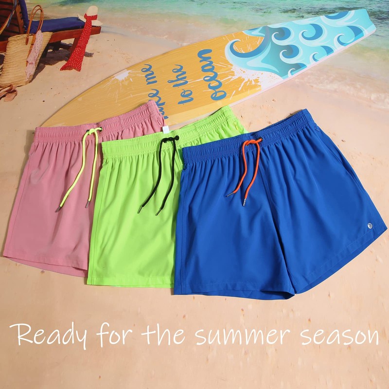 ineepor Men's Compression Swimming Trunks with Inner Shorts, Board Shorts,