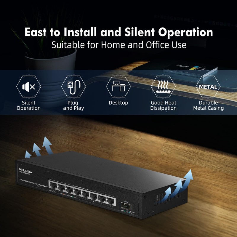 MokerLink 8 Port 2.5 Gigabit PoE Switch with 10G SFP,
