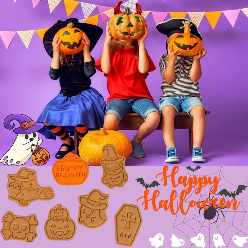 Keepaty Halloween Cookie Cutter Set,8Pcs Halloween Cookie Cutters，Plastic Halloween Cookie