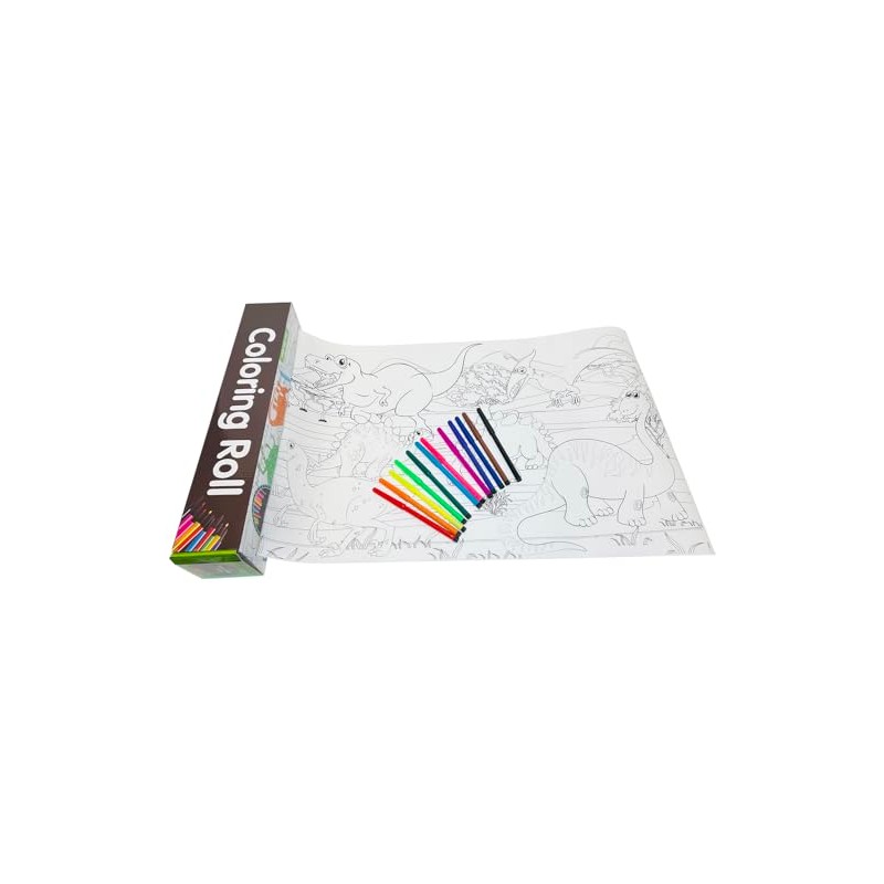 Streamline Imagined Jumbo Coloring Roll with 12 Piece Marker Set