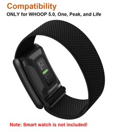 Sankel Nylon Band Compatible for WHOOP 5.0, One, Peak, and Life, Ultra-Soft,Adjustable Sport Comfort Stretchy Elastic Braided Replacement Wristbands Straps for Whoop 5.0 | NOT for Gen 4 (Black)
