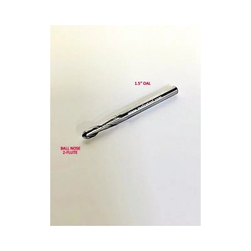 MOLZA TOOL CARBIDE END MILL 1/8 DIAMETER 2 FLUTE BALL