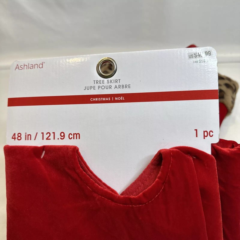 Ashland Luxury Velour Velvet Tree Skirt Bold Red Leopard Cheetah
