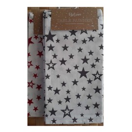 160cm x 35cm Star Table Runner in Red or Black