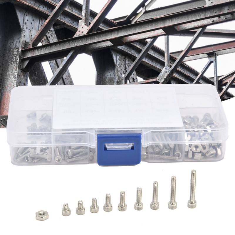 150Pcs Hex Socket Screw Nut Set Stainless Steel CorrosionResistant Industrial