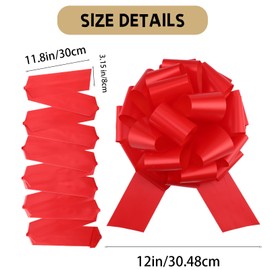 4 Pcs Giant Bows,12 Inches Big Gift Bow for appliances,Bikes,Table Decorations and Party Events (red)