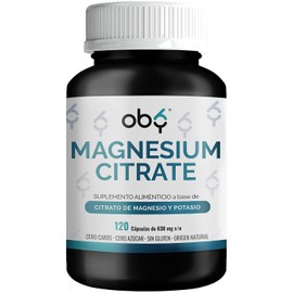 Citrato de Magnesio Puro | 120 Capsulas 630 mg | Magnesio enriquecido con Potasio Capsulas | OBY Magnesium Citrate Complex