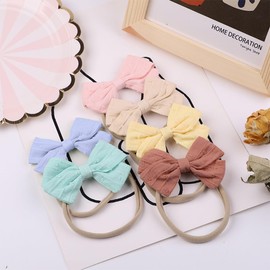ZKSXOA Pack of 8 Baby Hair Bands, Baby Girls' Nylon Headbands, Newborn Toddler Hair Bands and Bows Children's Hair Accessories