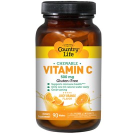Country Life Vitamin C Wafer 500mg-Orange Juice Flavor 90 Chewable