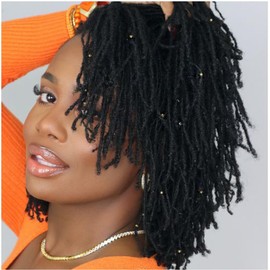 Luckroce Loc Extension Human Hair Dreadlock extension Natural Black 8 Inch 60 Strands Human Hair Locs for Women Men Kids 0.2cm Dreadlock Extensions Human Hair