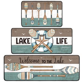 3 Pcs St Patricks Day Rug Summer Decorative Kitchen Rugs Non Slip Washable Kitchen Mats for Floor for Laundry Room Sink Front Door, 20 x 32 Inch, 20 x 47 Inch, 20 x 59 Inch(Paddle)(Paddle)