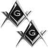 2 Pack 2.75" Chrome Plated Masonic Car Emblem Mason Square