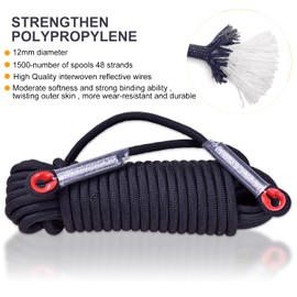 LZ.MZXU Climbing Rope, 12 mm Static Climbing Rope, 32FT(10M) 65FT(20M) 100FT(30M) 164FT(50M) Outdoor Rock Climbing Rope, Escape Rope, Rappelling Rope, Fire Rescue Parachute Rope(Black, 32FT)