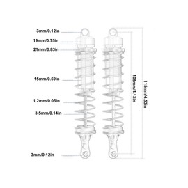 Tissting 2-Piece RC Shock Absorber, 115 mm / 4.5 Inch Oil Pressure Adjustable Assembled RC Damper Set with Springs for Axial SCX10 90046 AXI03007 1/10 RC Crawler Car (Glod)