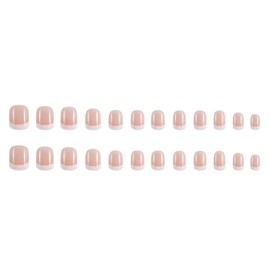 Hkanlre Short French Press on Nails Square Nude Fake Nails Acrylic Classic False Nails for Women and Girls 24PCS
