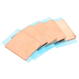 sourcing map Heatsink Copper Sheet Washer, 0.5mm Thick Pad with Heat Conductive Tape for Desktop Computers, GPU, CPU Cooling Patches, Set of 5
