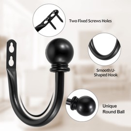Sumnacon - Juego de 2 soportes decorativos de metal, para cortinas de ventana, para recámara, sala de estar, oficina, viene con tornillos, color negro