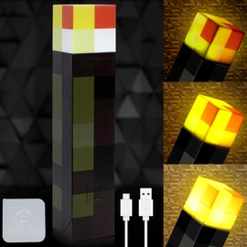 Torch Lamp with Wall Mountable - 3 Lighting Levels LED Night Light, USB Rechargeable for Nightstand Torch Light, Costume Cosplay Nightlight, Kid's Birthday Party Living Room Bedroom Decorations