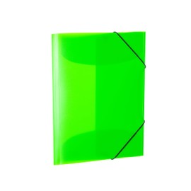 HERMA 19658 Portfolio Folders A4 Translucent Neon Green, Pack of 3, Children's Plastic Corner Folder with Inner Flaps and Elastic Band, Sturdy Plastic Folders Set for Boys and Girls