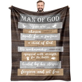 puekrtoa Christian Gifts for Men, Religious Gifts for Men, Christian Graduation Spiritual Gifts, Catholic Inspirational Gift, Bible Verse Gifts, Encouragement Gifts, Man of God Blanket 60x50 Inch