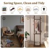 PZDJUMO Solid Wood Coat Rack Clothes Rack with Wheels &