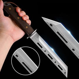 High Quality Stainless Steel Multifunctional Cooking Cutting Knife Outdoor Firewood Knifecolor: Black, kitchen knife size: 7 inch
