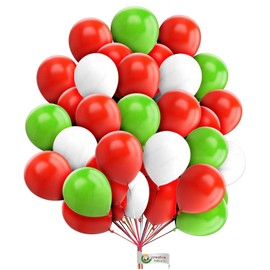 White Red Green Balloons 10 Inch Happy Birthday Balloons for Birthday Party Baby Shower Engagement Anniversary Red White Green Party Decoration 50 Pack