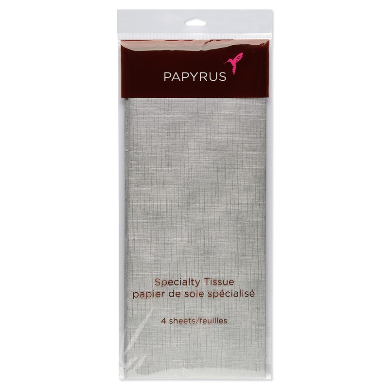 Papyrus 4 Sheet Silver Tissue Paper for Christmas, Birthdays, Crafts,