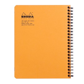 RHODIA 19342C - Spiral Notebook (Full Binding) Notebook - A5+ - Small Squares - 160 Detachable Pages - White Clairefontaine Paper 80 g/m - random colour black or orange