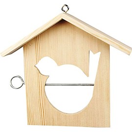 Creativ 100263 1-Piece Wooden Bird Feeding House with Metal Fruit Skewer