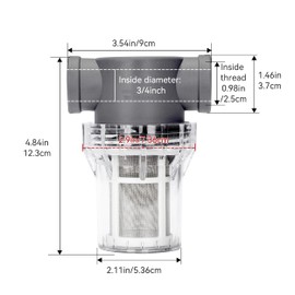 3/4'' Female NPT in-Line Strainer - Garden Hose Filter for High Pressure Washer, Sediment Filter with 60 Mesh Stainless Steel Screen (3/4'' 60 Mesh)