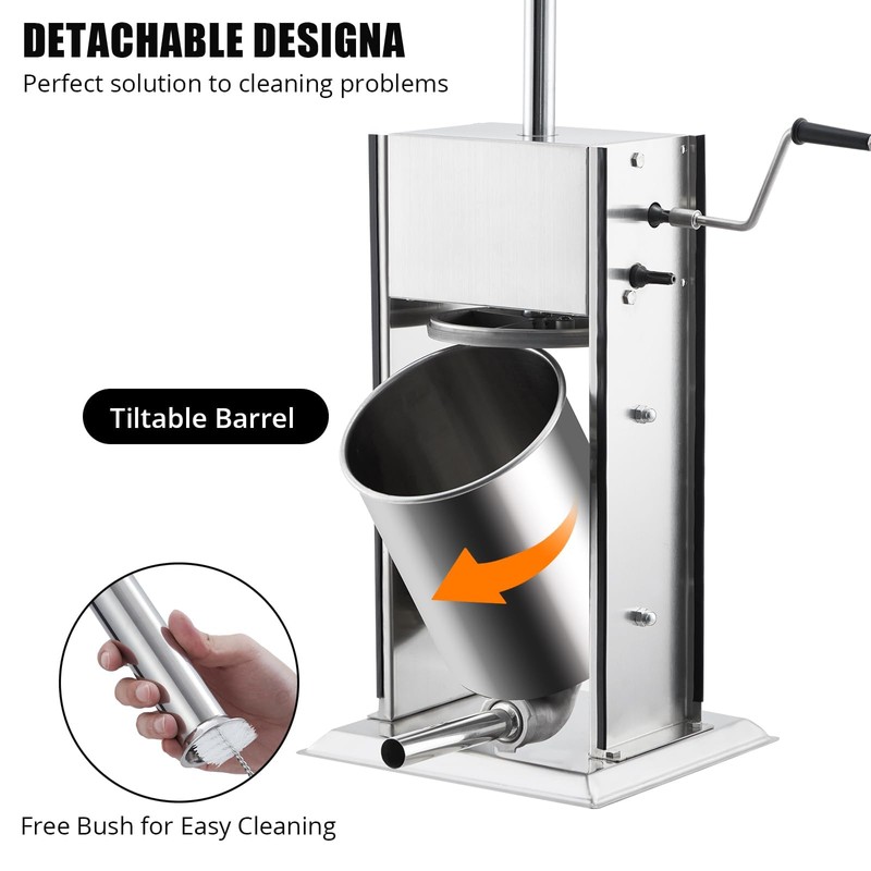 Manual Sausage Stuffer, Vertical Meat Stuffer, Stainless Steel Upright Sausage