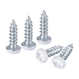 QUARKZMAN 25 Stück #3 x 3/8" Weiße Linsenkopf-Selbstbohrschrauben aus Kohlenstoffstahl Phillips Holzschrauben für Holzarbeiten, Silber Blau