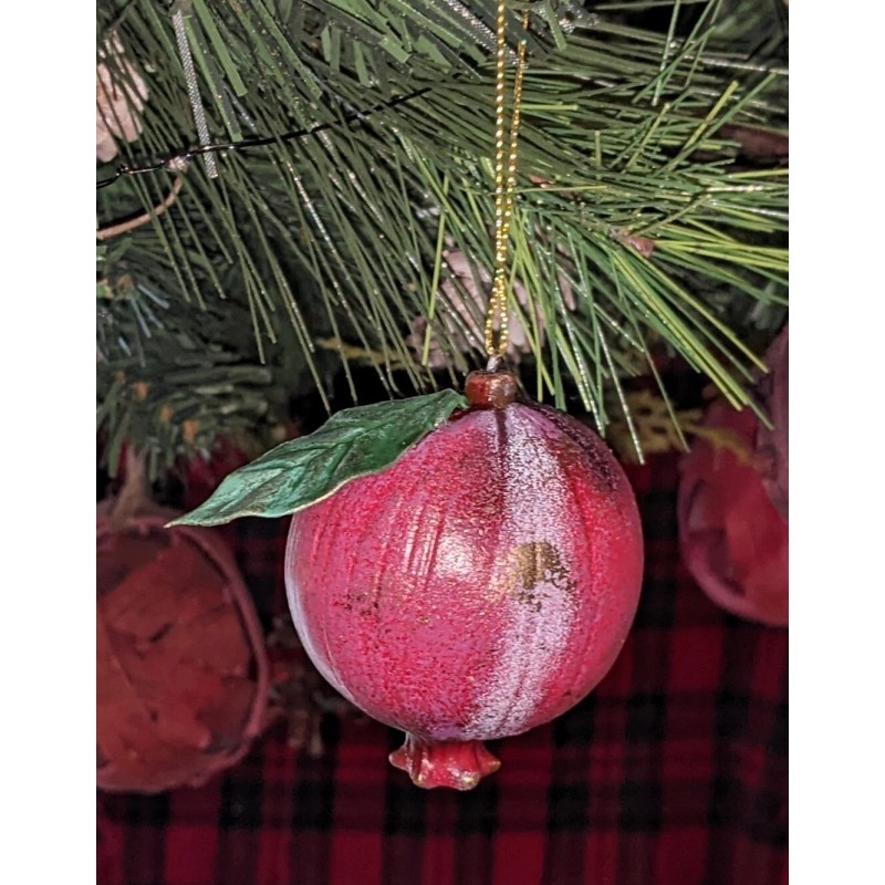 Silver Tree Painted Resin POMEGRANATE Christmas Ornament, by Silver Tree