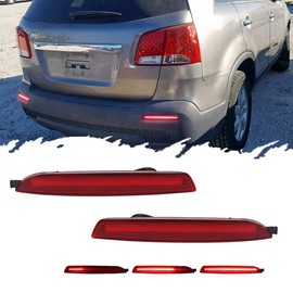 TurningMax For 2011 2012 2013 Kia Sorento Reflector Rear Bumper Tail Light Brake lights Red Lens 3 in 1 LED