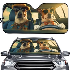 Tomeusey Funny Dog Car Windshield Sun Shade, Foldable Sunshade for Front Window,UV Reflector Sun Protection Auto Windshield Sun Shades Cover