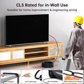 huaham CL3 Certified Fibre Optic HDMI 2.1 Cable 7.5 m, HDMI Cable with Ultra High Speed of 48 Gbps, 8K60Hz & 4K120Hz, Supports eARC, Dolby, HDCP 2.2 & 2.3