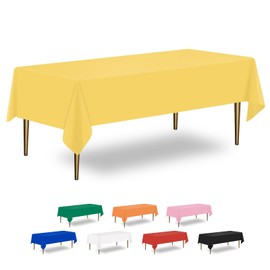 XHDA 6 Pack Yellow Party Table Cloth 54" x 108", Plastic Table Cloth Wipeable, Rectangular Waterproof Party Tablecloth for Kids Party Birthday Festive Party (Yellow)