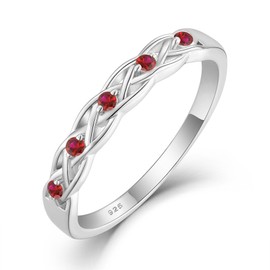 Inpasne Infinity Celtic Knot Ring 925 Sterling Silver Ruby July Birthstone Ring Twisted Knot Statement Rings for Women Size 7