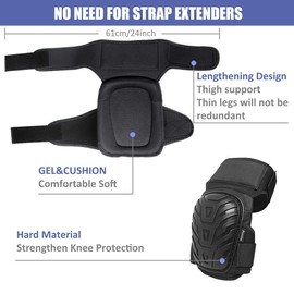 Preciva Professional Knee Pads for Work, Heavy Duty Gel Cushion and Foam Padding Knee Pads with Anti-Slip Straps and Easy-Fix Clips for Men, Women, Gardening, Flooring