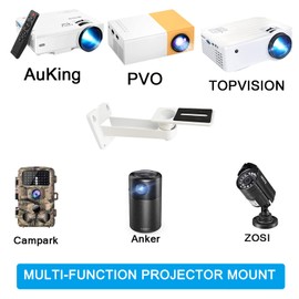 Angle Adjustable Projector Mount Mini Projector Wall Mount Projector Hanger with Load 7.8 lbs Length 7.9" 360 Degree Rotation 1/4 Mounting Screw White Projector Camera Mount for office school home