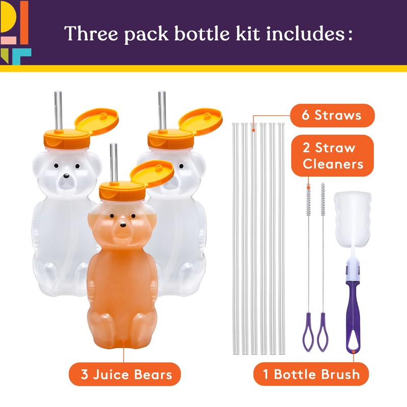 Special Supplies Honey Bear Straw Cup Long Straws, Squeezable Therapy