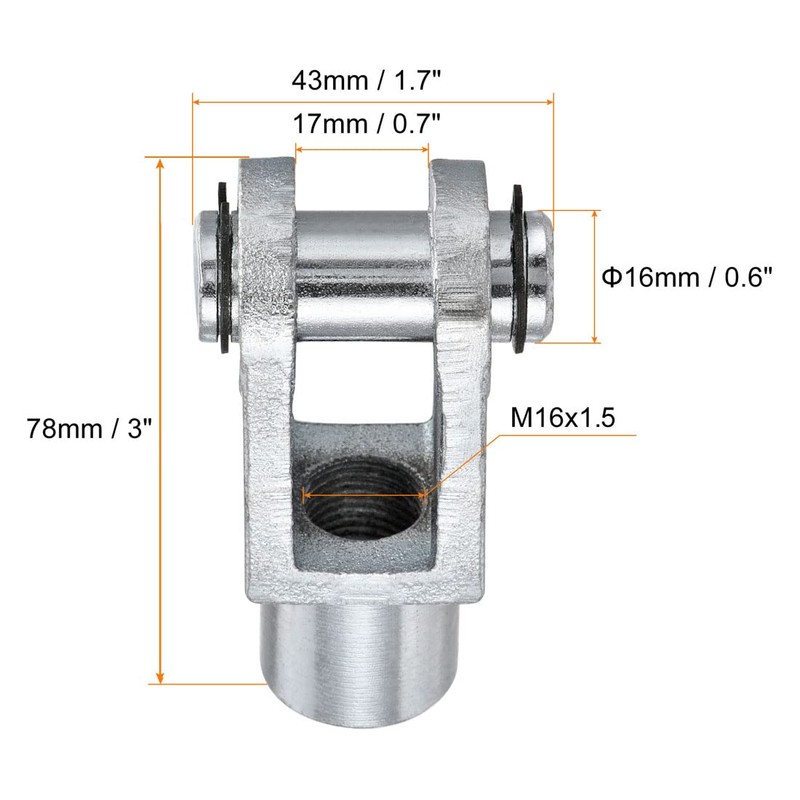 sourcing map Air Cylinder Rod Clevis M16 x 1.5 Internal