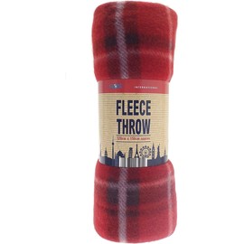 Classic Tartan Check Fleece Throw Picnic Blanket 120x 150cm (Red)